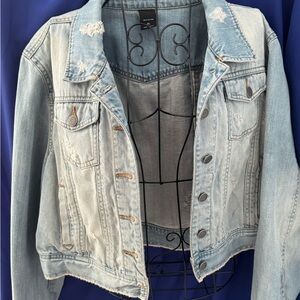 LONDONJEAN Light Blue Distressed Jean Jacket
